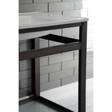 Quadras 31-Inch Ceramic Console Sink with Steel Base and Glass Shelf (1-Hole)