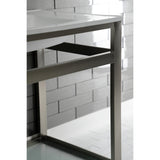 Quadras 31-Inch Ceramic Console Sink with Steel Base and Glass Shelf (1-Hole)