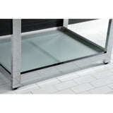Quadras 31-Inch Ceramic Console Sink with Steel Base and Glass Shelf (4-Inch, 3-Hole)