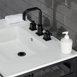 Quadras 31-Inch Ceramic Console Sink with Steel Base and Shelf (8-Inch, 3-Hole)