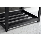 Quadras 31-Inch Ceramic Console Sink with Steel Base and Shelf (8-Inch, 3-Hole)