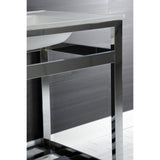 Quadras 31-Inch Ceramic Console Sink with Steel Base and Shelf (8-Inch, 3-Hole)