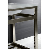Quadras 31-Inch Ceramic Console Sink with Steel Base and Shelf (8-Inch, 3-Hole)