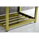 Quadras 31-Inch Ceramic Console Sink with Steel Base and Shelf (8-Inch, 3-Hole)