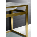 Quadras 31-Inch Ceramic Console Sink with Steel Base and Glass Shelf (8-Inch, 3-Hole)