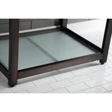 Quadras 31-Inch Ceramic Console Sink with Steel Base and Glass Shelf (8-Inch, 3-Hole)