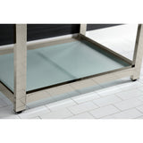 Quadras 31-Inch Ceramic Console Sink with Steel Base and Glass Shelf (8-Inch, 3-Hole)