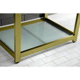 Quadras 31-Inch Ceramic Console Sink with Steel Base and Glass Shelf (8-Inch, 3-Hole)