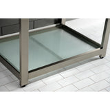 Quadras 31-Inch Ceramic Console Sink with Steel Base and Glass Shelf (8-Inch, 3-Hole)