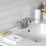 Quadras 37-Inch Ceramic Console Sink with Steel Base and Glass Shelf (4-Inch, 3-Hole)
