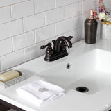 Quadras 37-Inch Ceramic Console Sink with Steel Base and Glass Shelf (4-Inch, 3-Hole)
