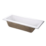 Aqua Eden 67-Inch Acrylic Rectangular Drop-In Tub with Reversible Drain Hole